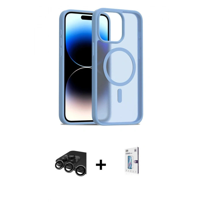 MARSİLYAN™- iPhone 15 Pro Max Kılıf Siluet Minimal Prime - Siyah Bilvis 0.18mm Plus Cam Ekran Koruyucu + Raze Metal Kamera Lens - TMGI