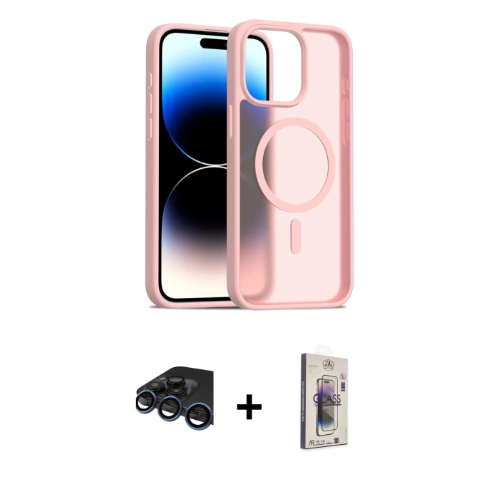 MARSİLYAN™- iPhone 15 Pro Max Kılıf Siluet Minimal Prime - Siyah Bilvis 3D Cam Ekran Koruyucu + Raze Metal Kamera Lens - LT