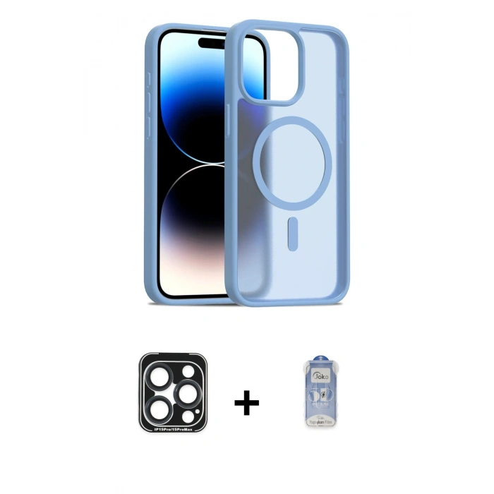 MARSİLYAN™- iPhone 15 Pro Max Kılıf Siluet Minimal Prime - Siyah Joko Magic 5D Cam + PVD Metal Kamera Lens - LT