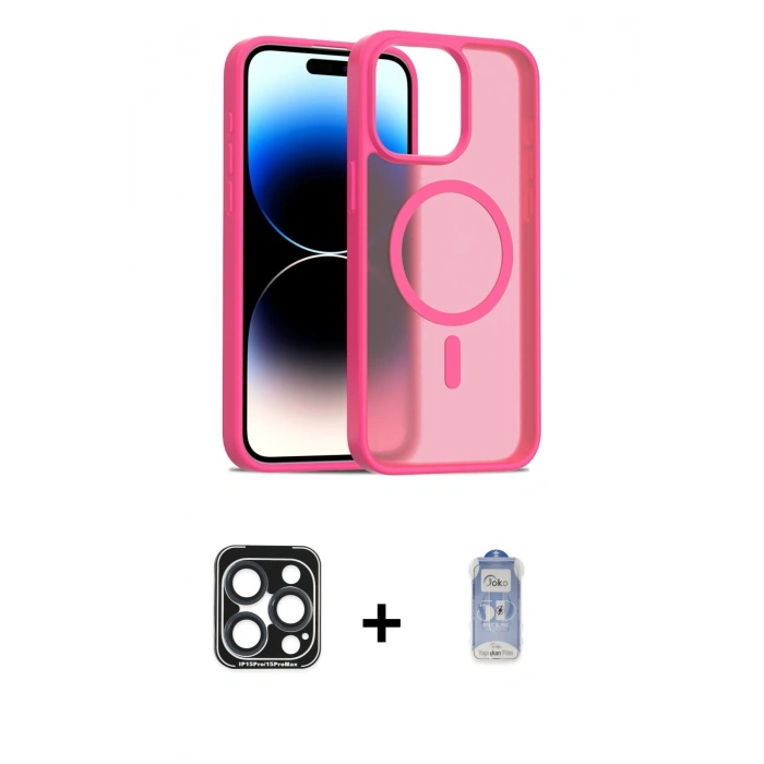 MARSİLYAN™- iPhone 15 Pro Max Kılıf Siluet Minimal Prime - Siyah Joko Magic 5D Cam + PVD Metal Kamera Lens - LT