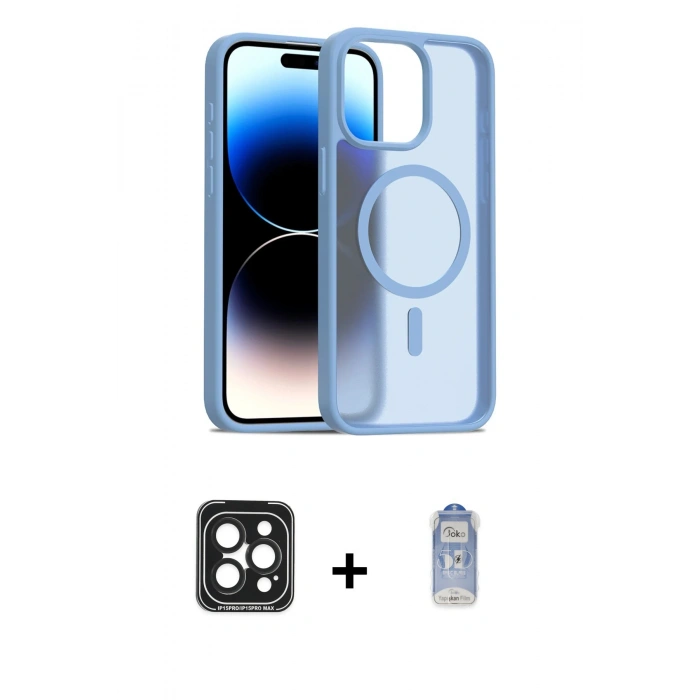 MARSİLYAN™- iPhone 15 Pro Max Kılıf Siluet Minimal Prime - Siyah Joko Magic 5D Cam + PVD Metal Kamera Lens - SH
