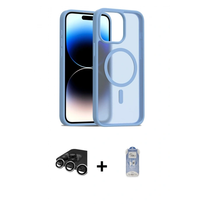 MARSİLYAN™- iPhone 15 Pro Max Kılıf Siluet Minimal Prime - Siyah Joko Magic 5D Cam + Raze Metal Kamera Lens - GS