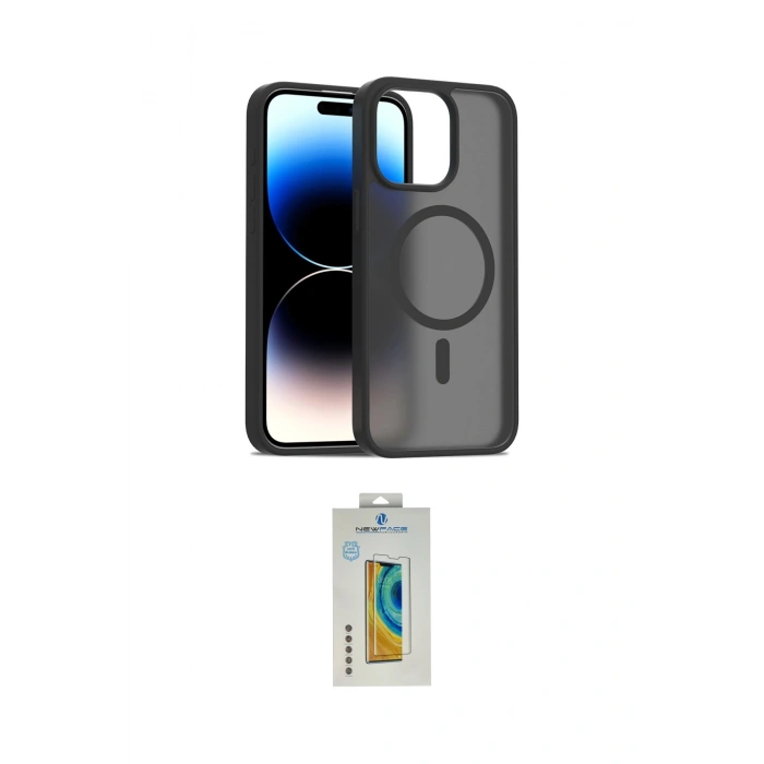 MARSİLYAN™- iPhone 15 Pro Max Kılıf Siluet Minimal Prime - Siyah Polymer Nano Ekran Koruyucu