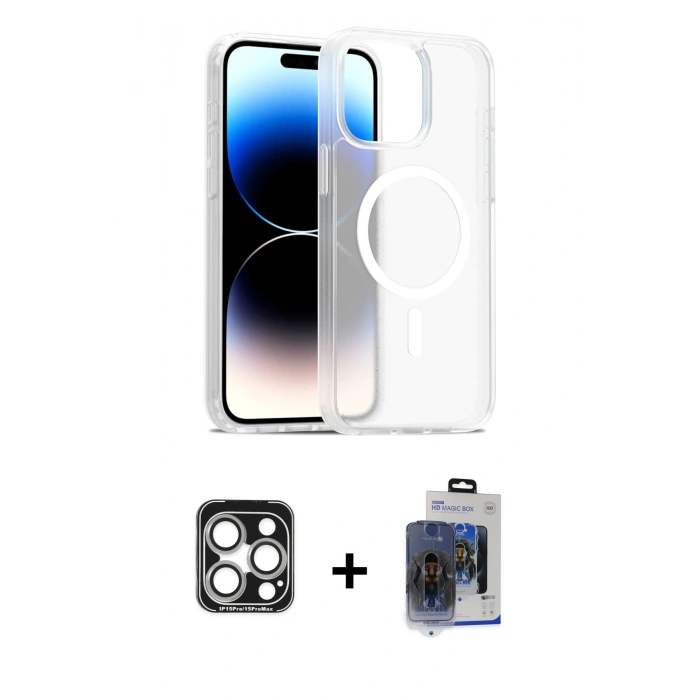 MARSİLYAN™- iPhone 15 Pro Max Kılıf Siluet Minimal Prime - Siyah Vanessa Magic Cam + PVD Metal Kamera Lens - GS