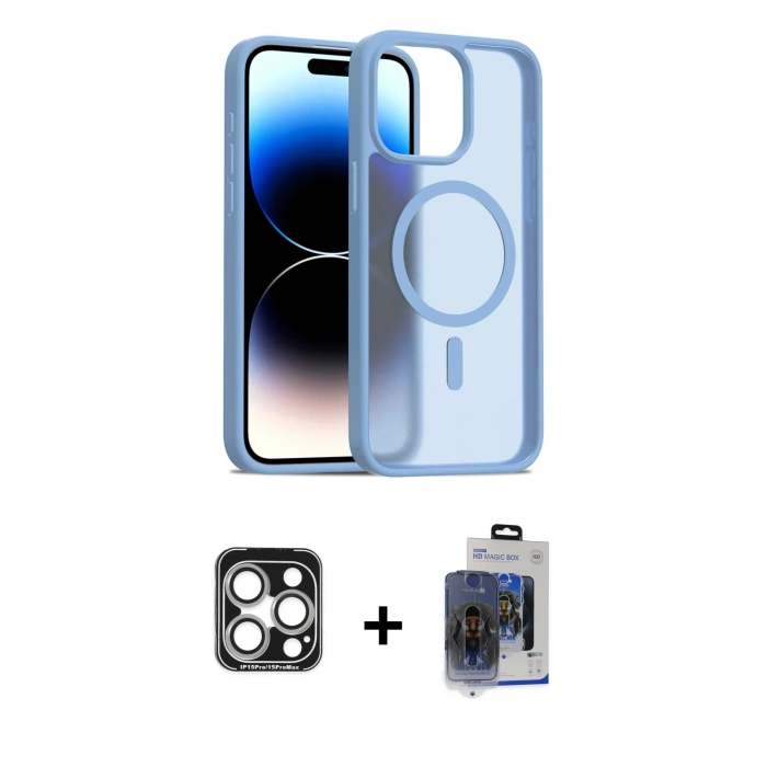 MARSİLYAN™- iPhone 15 Pro Max Kılıf Siluet Minimal Prime - Siyah Vanessa Magic Cam + PVD Metal Kamera Lens - GS