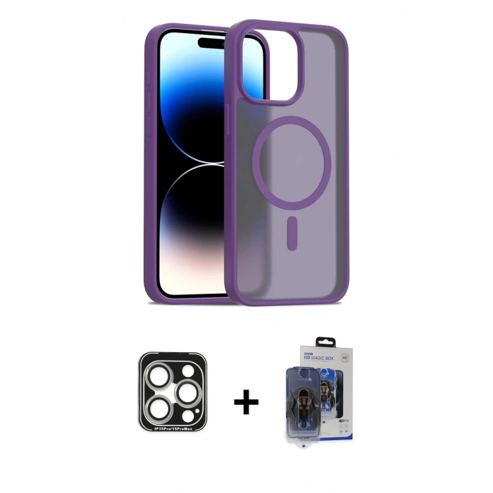 MARSİLYAN™- iPhone 15 Pro Max Kılıf Siluet Minimal Prime - Siyah Vanessa Magic Cam + PVD Metal Kamera Lens - GS