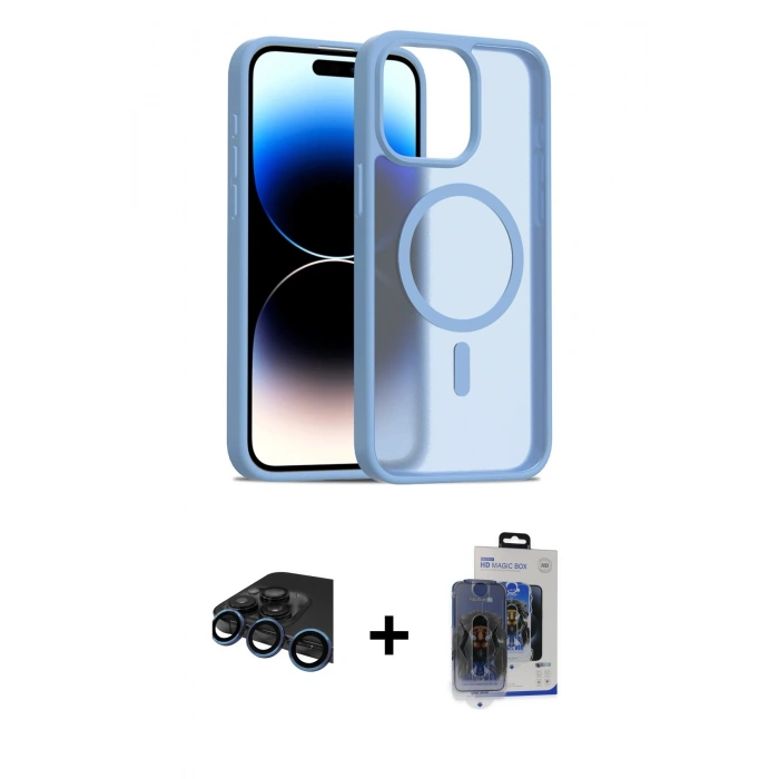 MARSİLYAN™- iPhone 15 Pro Max Kılıf Siluet Minimal Prime - Siyah Vanessa Magic Cam + Raze Metal Kamera Lens - LT