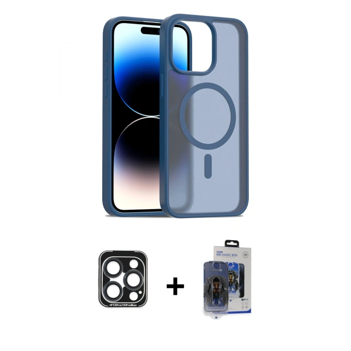 MARSİLYAN™- iPhone 15 Pro Max Kılıf Siluet Minimal Prime - Siyah Vanessa Magic Cam + PVD Metal Kamera Lens - LT
