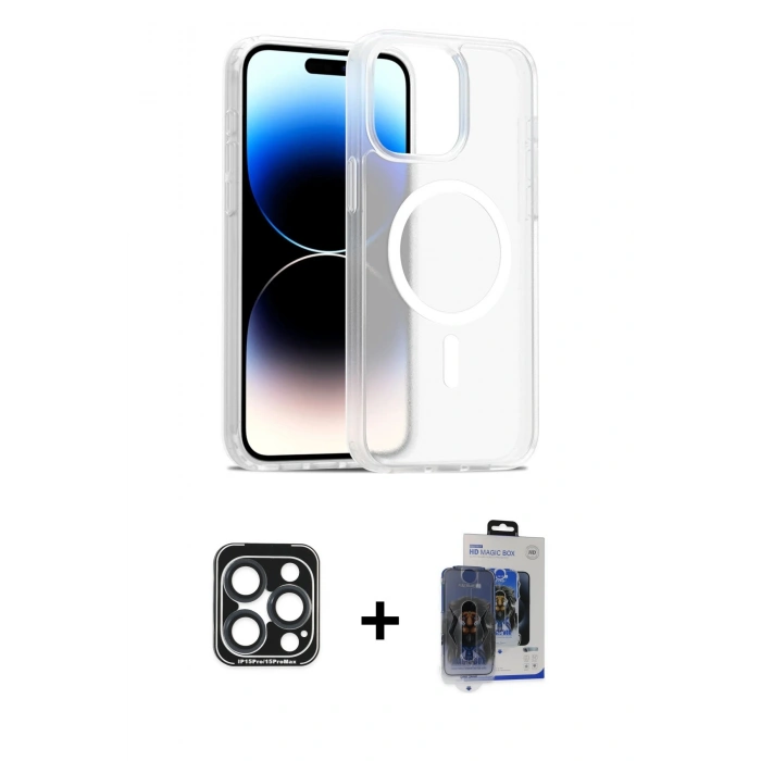 MARSİLYAN™- iPhone 15 Pro Max Kılıf Siluet Minimal Prime - Siyah Vanessa Magic Cam + PVD Metal Kamera Lens - LT
