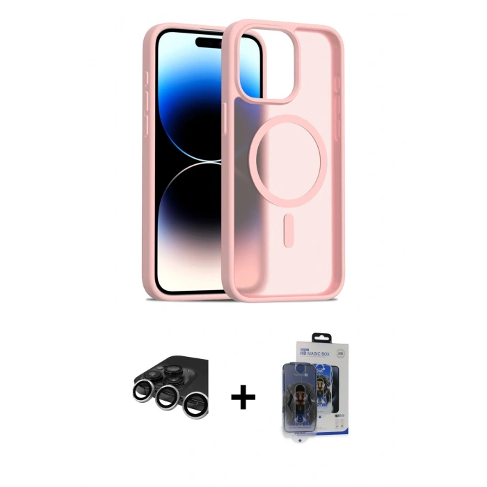 MARSİLYAN™- iPhone 15 Pro Max Kılıf Siluet Minimal Prime - Siyah Vanessa Magic Cam + Raze Metal Kamera Lens - GS