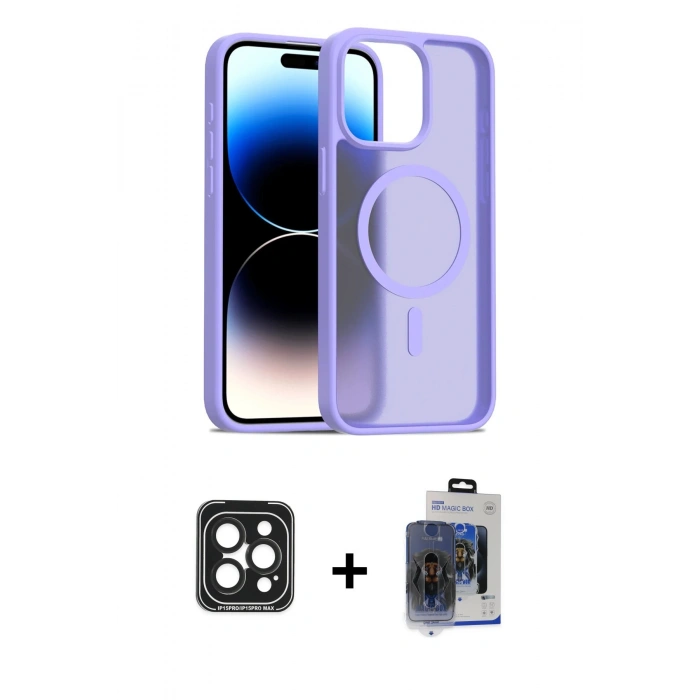 MARSİLYAN™- iPhone 15 Pro Max Kılıf Siluet Minimal Prime - Siyah Vanessa Magic Cam + PVD Metal Kamera Lens - SH