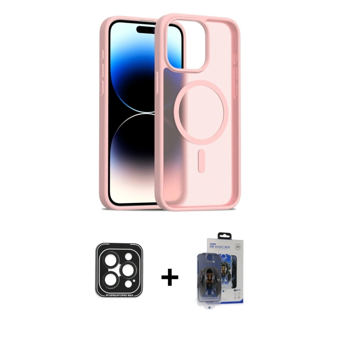 MARSİLYAN™- iPhone 15 Pro Max Kılıf Siluet Minimal Prime - Siyah Vanessa Magic Cam + PVD Metal Kamera Lens - SH