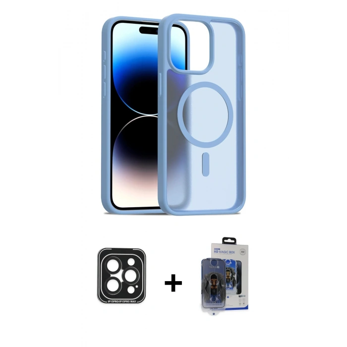 MARSİLYAN™- iPhone 15 Pro Max Kılıf Siluet Minimal Prime - Siyah Vanessa Magic Cam + PVD Metal Kamera Lens - SH
