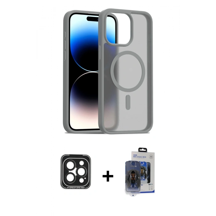 MARSİLYAN™- iPhone 15 Pro Max Kılıf Siluet Minimal Prime - Siyah Vanessa Magic Cam + PVD Metal Kamera Lens - SH