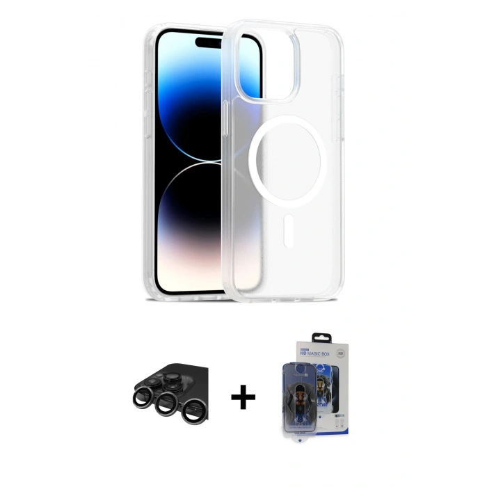 MARSİLYAN™- iPhone 15 Pro Max Kılıf Siluet Minimal Prime - Siyah Vanessa Magic Cam + Titanyum Gri Raze Metal Kamera Lens