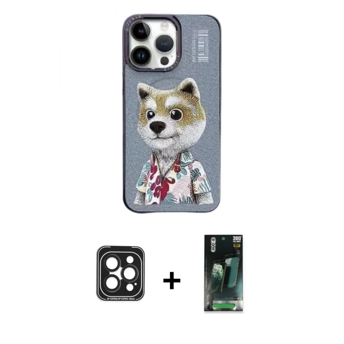 MARSİLYAN™- iPhone 15 Pro Max Kılıf Siluet Modern Özel Seri - Siyah 360 Mat Full Body Arka Koruyucu + PVD Metal Kamera Lens - SH