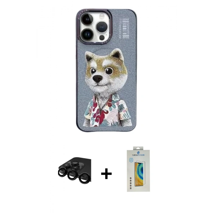 MARSİLYAN™- iPhone 15 Pro Max Kılıf Siluet Modern Özel Seri - Siyah Polymer Nano Ekran Koruyucu + Raze Metal Kamera Lens - SH