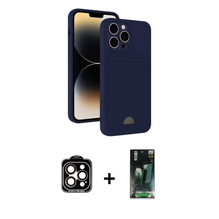 MARSİLYAN™- iPhone 15 Pro Max Kılıf Vadi Çizgi Prime - Şeffaf 360 Full Body Arka Koruyucu + PVD Metal Kamera Lens - TU