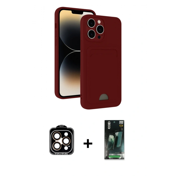 MARSİLYAN™- iPhone 15 Pro Max Kılıf Vadi Çizgi Prime - Şeffaf 360 Full Body Arka Koruyucu + PVD Metal Kamera Lens - TU