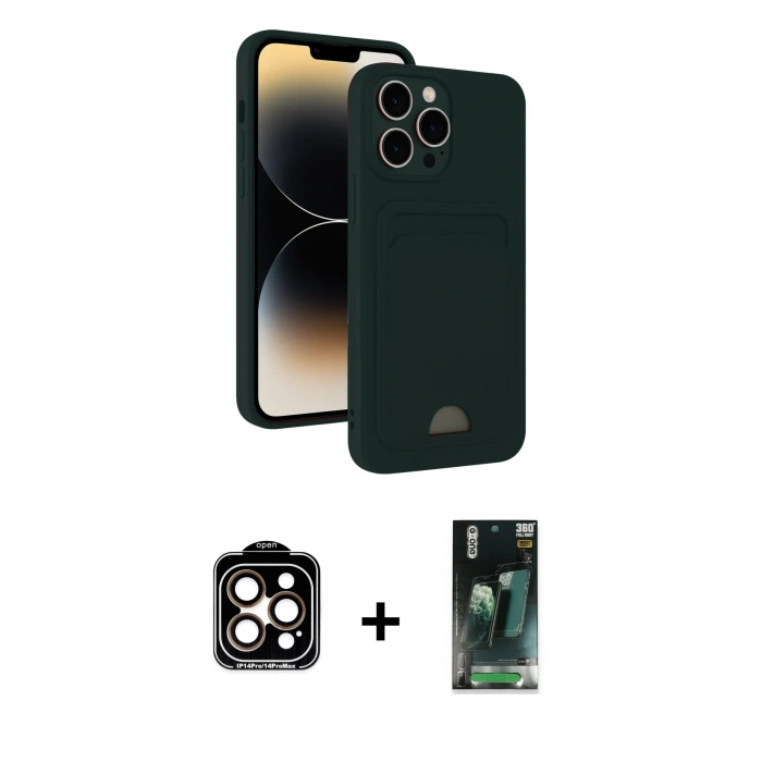 MARSİLYAN™- iPhone 15 Pro Max Kılıf Vadi Çizgi Prime - Şeffaf 360 Full Body Arka Koruyucu + PVD Metal Kamera Lens - TU