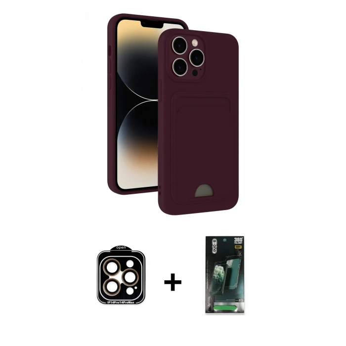MARSİLYAN™- iPhone 15 Pro Max Kılıf Vadi Çizgi Prime - Şeffaf 360 Full Body Arka Koruyucu + PVD Metal Kamera Lens - TU