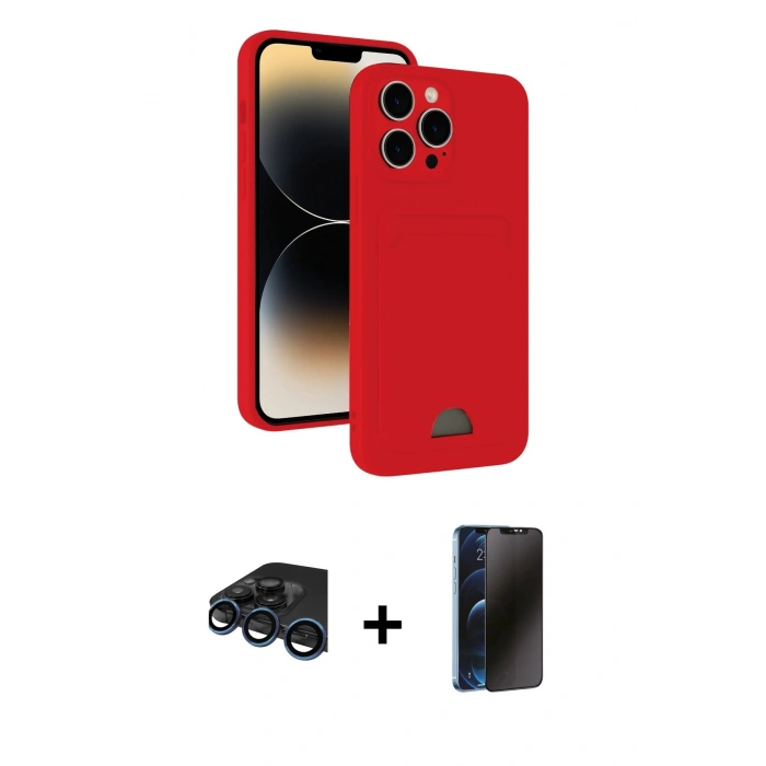 MARSİLYAN™- iPhone 15 Pro Max Kılıf Vadi Çizgi Prime - Siyah 3D Antistatik Hayalet Cam Ekran Koruyucu + Raze Metal Kamera Lens - LT