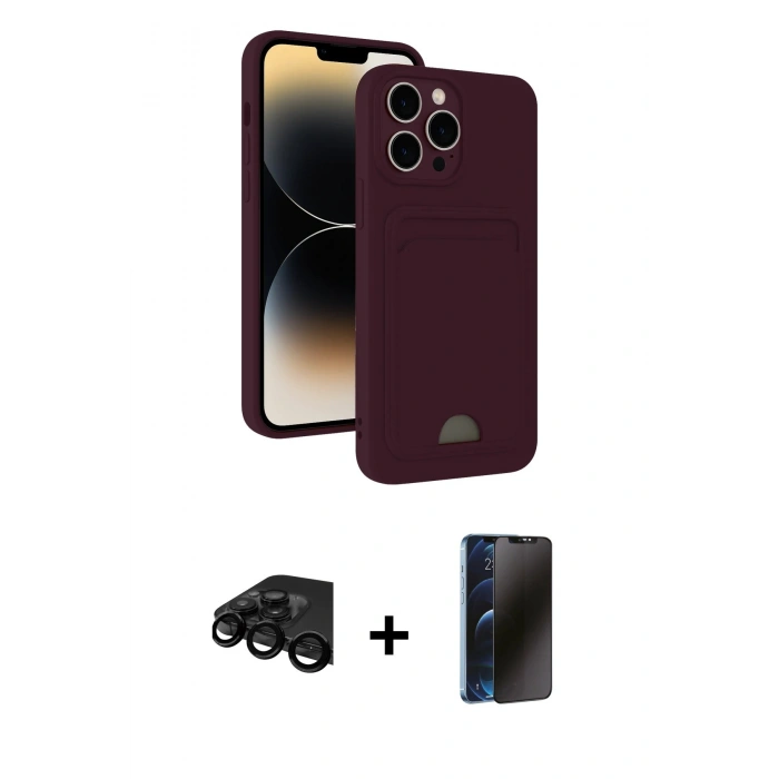 MARSİLYAN™- iPhone 15 Pro Max Kılıf Vadi Çizgi Prime - Siyah 3D Antistatik Hayalet Cam Ekran Koruyucu + Raze Metal Kamera Lens - SH