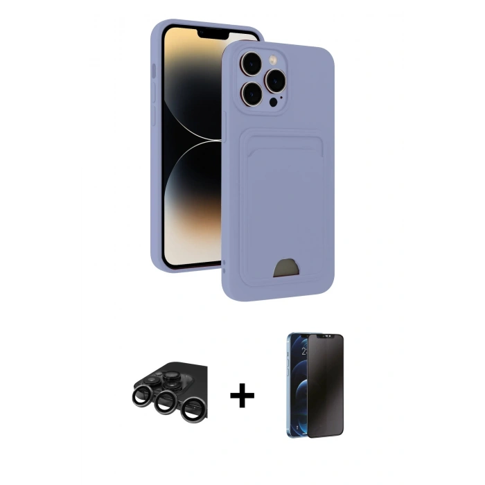 MARSİLYAN™- iPhone 15 Pro Max Kılıf Vadi Çizgi Prime - Siyah 3D Antistatik Hayalet Cam Ekran Koruyucu + Raze Metal Kamera Lens - TMGI