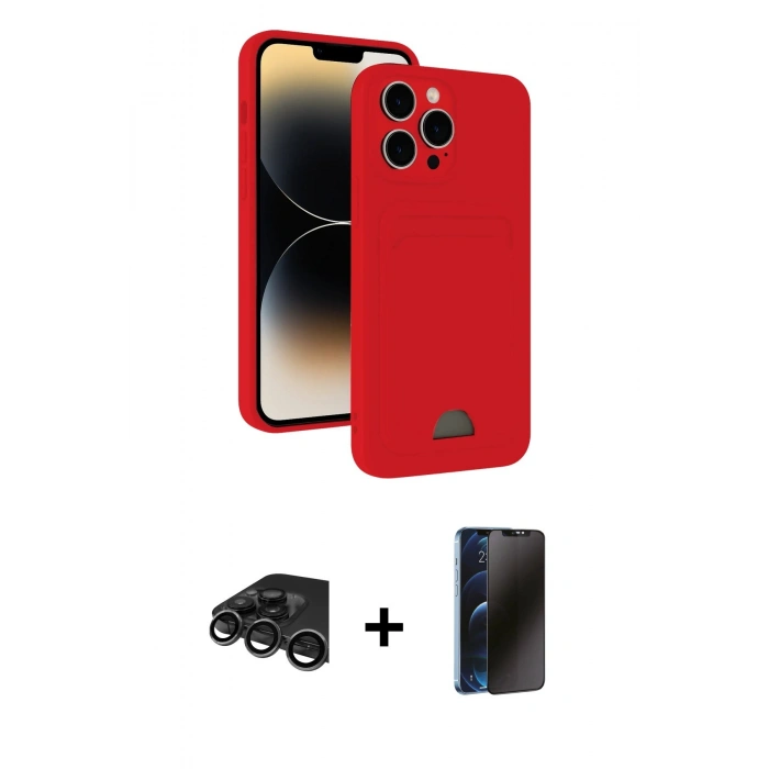 MARSİLYAN™- iPhone 15 Pro Max Kılıf Vadi Çizgi Prime - Siyah 3D Antistatik Hayalet Cam Ekran Koruyucu + Raze Metal Kamera Lens - TMGI