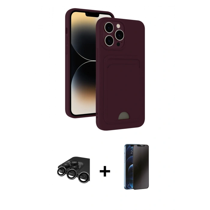 MARSİLYAN™- iPhone 15 Pro Max Kılıf Vadi Çizgi Prime - Siyah 3D Antistatik Hayalet Cam Ekran Koruyucu + Raze Metal Kamera Lens - TMGI