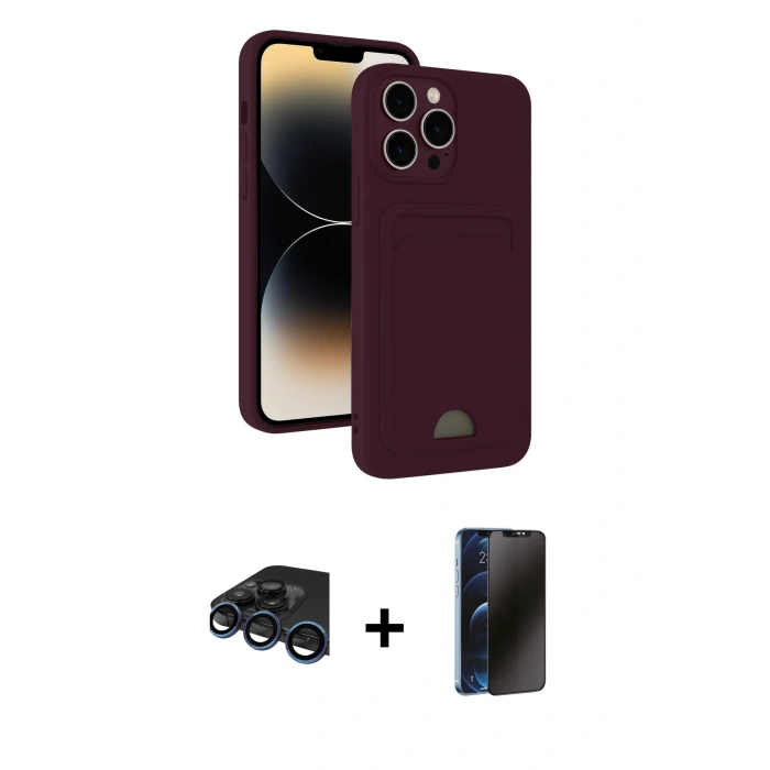 MARSİLYAN™- iPhone 15 Pro Max Kılıf Vadi Çizgi Prime - Siyah 3D Antistatik Hayalet Cam Ekran Koruyucu + Raze Metal Kamera Lens - LT