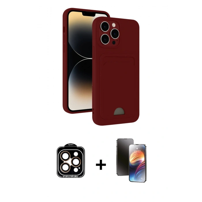 MARSİLYAN™- iPhone 15 Pro Max Kılıf Vadi Çizgi Prime - Siyah 3D Antistatik Mat Seramik Nano Ekran Koruyucu + PVD Metal Kamera Lens - TU