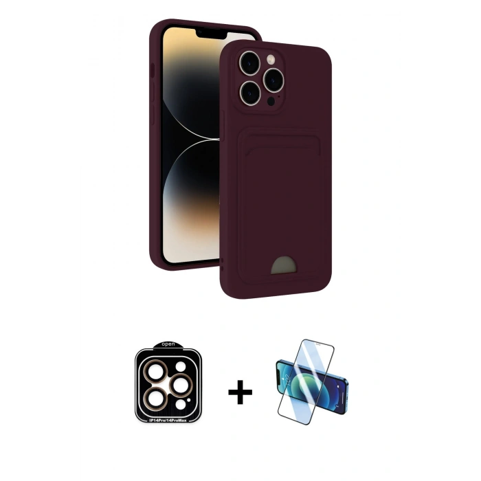 MARSİLYAN™- iPhone 15 Pro Max Kılıf Vadi Çizgi Prime - Siyah 3D Antistatik Seramik Nano Ekran Koruyucu + PVD Metal Kamera Lens - TU