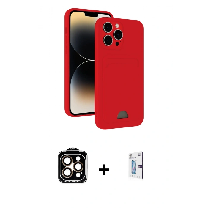 MARSİLYAN™- iPhone 15 Pro Max Kılıf Vadi Çizgi Prime - Siyah Bilvis 0.18mm Plus Cam Ekran Koruyucu + PVD Metal Kamera Lens - TU