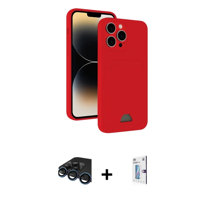 MARSİLYAN™- iPhone 15 Pro Max Kılıf Vadi Çizgi Prime - Siyah Bilvis 0.18mm Plus Cam Ekran Koruyucu + Raze Metal Kamera Lens - LT
