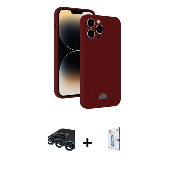 MARSİLYAN™- iPhone 15 Pro Max Kılıf Vadi Çizgi Prime - Siyah Bilvis 0.18mm Plus Cam Ekran Koruyucu + Raze Metal Kamera Lens - LT