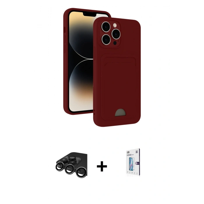 MARSİLYAN™- iPhone 15 Pro Max Kılıf Vadi Çizgi Prime - Siyah Bilvis 0.18mm Plus Cam Ekran Koruyucu + Raze Metal Kamera Lens - TMGI
