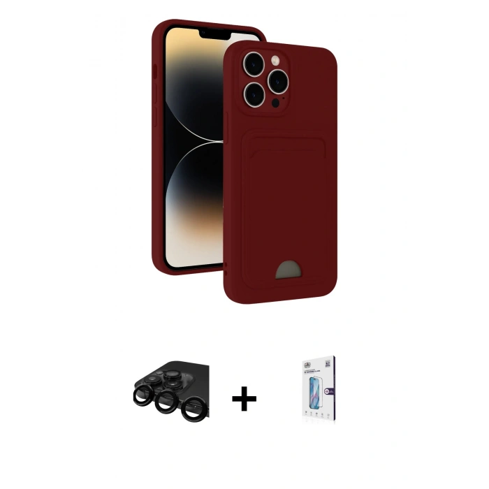 MARSİLYAN™- iPhone 15 Pro Max Kılıf Vadi Çizgi Prime - Siyah Bilvis 0.18mm Plus Cam Ekran Koruyucu + Raze Metal Kamera Lens - SH