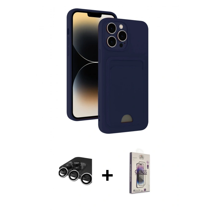 MARSİLYAN™- iPhone 15 Pro Max Kılıf Vadi Çizgi Prime - Siyah Bilvis 3D Cam Ekran Koruyucu + Raze Metal Kamera Lens - GS