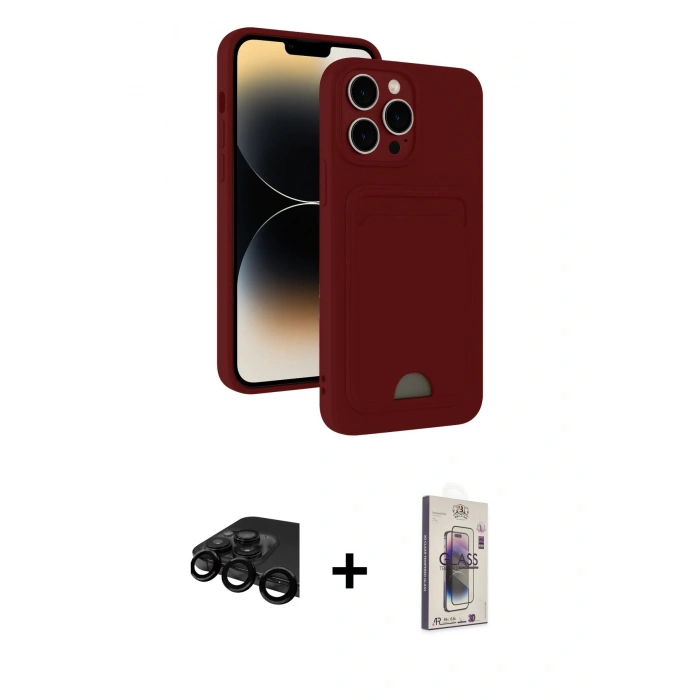 MARSİLYAN™- iPhone 15 Pro Max Kılıf Vadi Çizgi Prime - Siyah Bilvis 3D Cam Ekran Koruyucu + Raze Metal Kamera Lens - SH