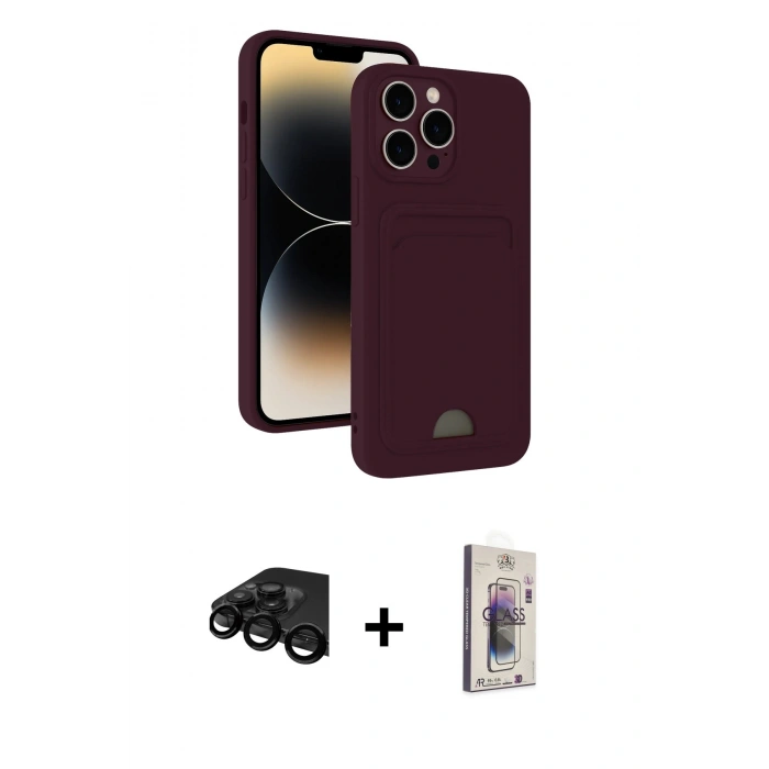 MARSİLYAN™- iPhone 15 Pro Max Kılıf Vadi Çizgi Prime - Siyah Bilvis 3D Cam Ekran Koruyucu + Raze Metal Kamera Lens - SH