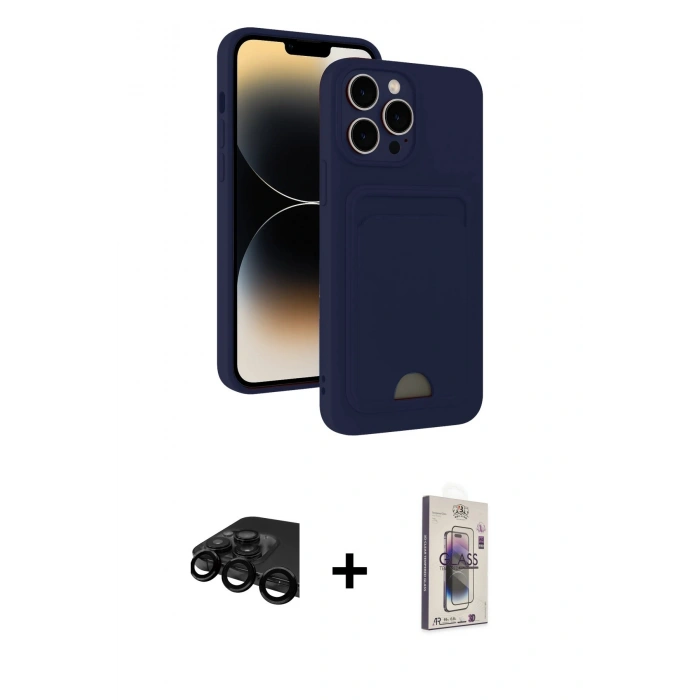 MARSİLYAN™- iPhone 15 Pro Max Kılıf Vadi Çizgi Prime - Siyah Bilvis 3D Cam Ekran Koruyucu + Raze Metal Kamera Lens - SH