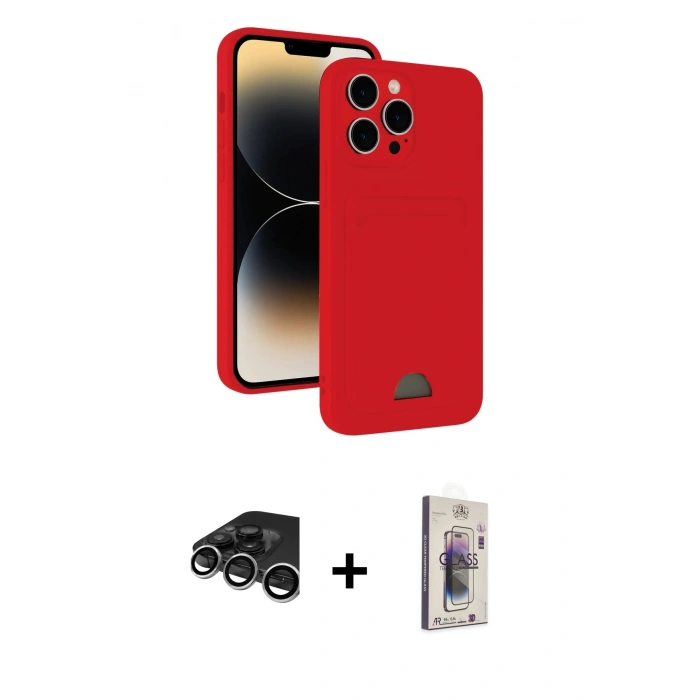 MARSİLYAN™- iPhone 15 Pro Max Kılıf Vadi Çizgi Prime - Siyah Bilvis 3D Cam Ekran Koruyucu + Raze Metal Kamera Lens - GS