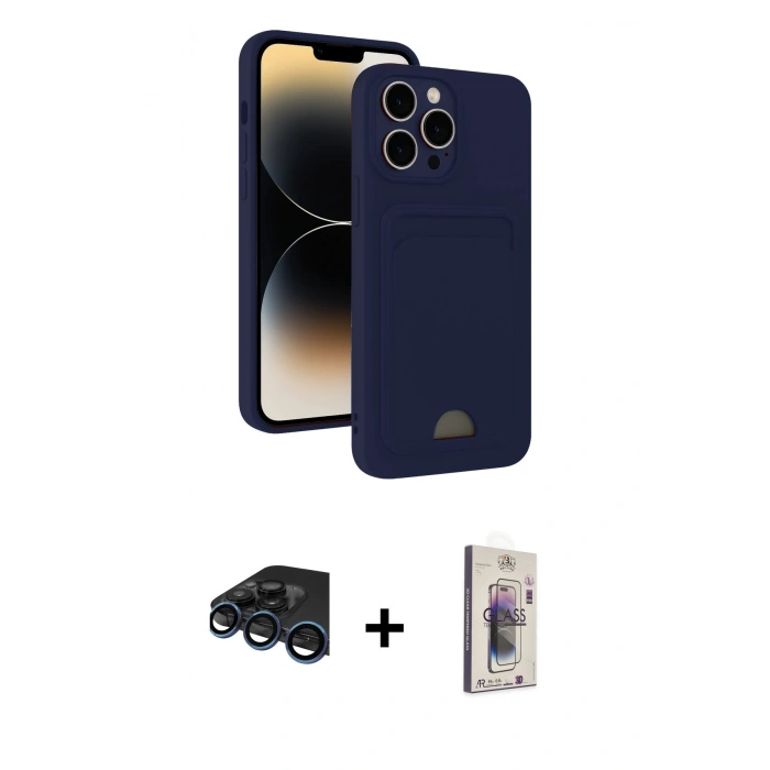 MARSİLYAN™- iPhone 15 Pro Max Kılıf Vadi Çizgi Prime - Siyah Bilvis 3D Cam Ekran Koruyucu + Raze Metal Kamera Lens - LT