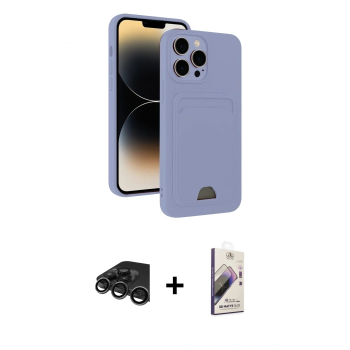 MARSİLYAN™- iPhone 15 Pro Max Kılıf Vadi Çizgi Prime - Siyah Bilvis 3D Mat Cam Ekran Koruyucu + Raze Metal Kamera Lens - TMGI