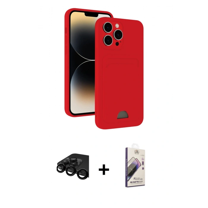 MARSİLYAN™- iPhone 15 Pro Max Kılıf Vadi Çizgi Prime - Siyah Bilvis 3D Mat Cam Ekran Koruyucu + Raze Metal Kamera Lens - SH