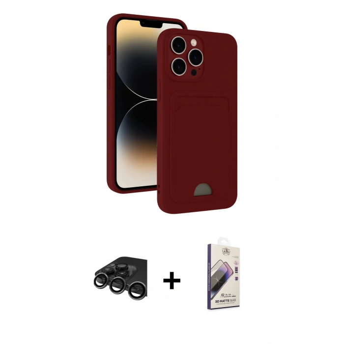 MARSİLYAN™- iPhone 15 Pro Max Kılıf Vadi Çizgi Prime - Siyah Bilvis 3D Mat Cam Ekran Koruyucu + Raze Metal Kamera Lens - TMGI