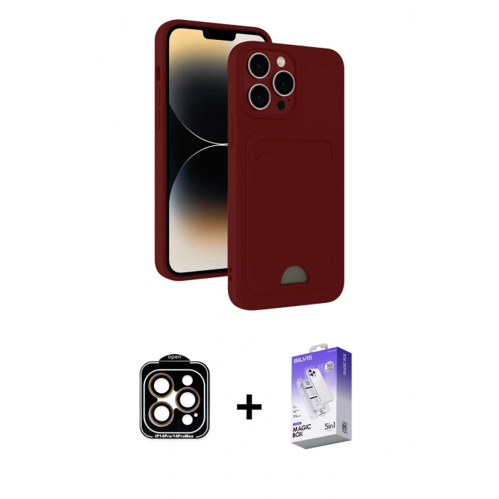 MARSİLYAN™- iPhone 15 Pro Max Kılıf Vadi Çizgi Prime - Siyah Bilvis 5in1 3D Magic Cam Ekran Koruyucu + PVD Metal Kamera Lens - TU