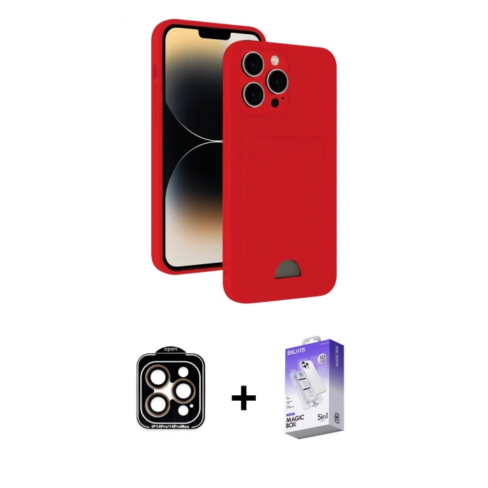 MARSİLYAN™- iPhone 15 Pro Max Kılıf Vadi Çizgi Prime - Siyah Bilvis 5in1 3D Magic Cam Ekran Koruyucu + PVD Metal Kamera Lens - TU