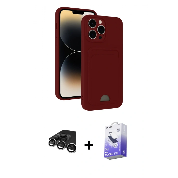 MARSİLYAN™- iPhone 15 Pro Max Kılıf Vadi Çizgi Prime - Siyah Bilvis 5in1 5D Magic Hayalet Cam Ekran Koruyucu + Raze Metal Kamera Lens - GS